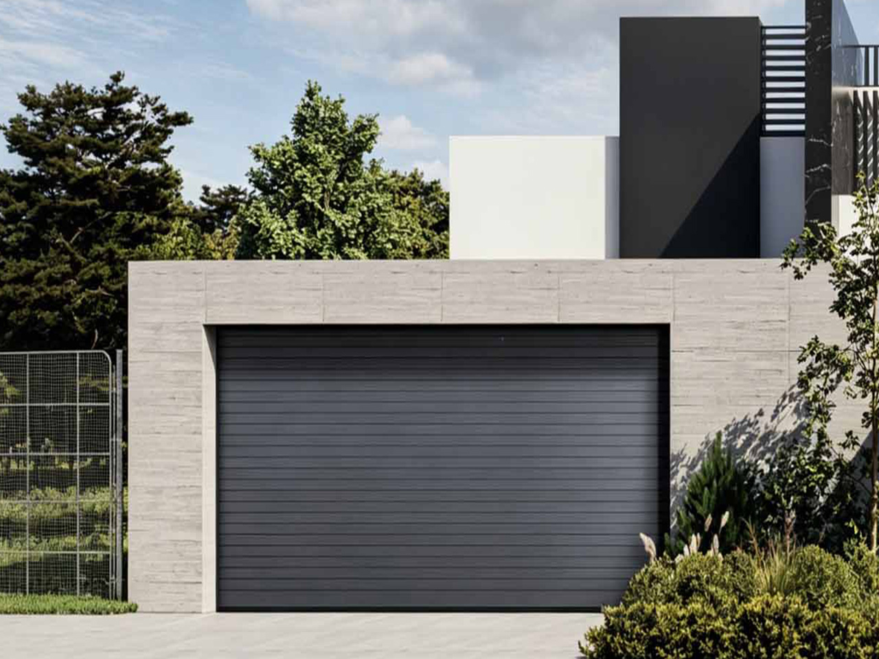 Residential Garage application featuring Residential Garage trackless door