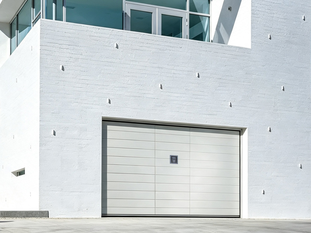 One Panel Trackless Garage Door with Pedestrian Door